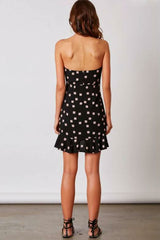Oasis Black Floral Print Strapless Mini Dress