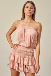 Lovely and Sweet Coral Cloud Strapless Mini Dress
