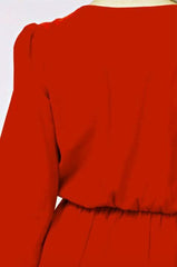 Hannah Cranberry Red Long Sleeve Wrap Dress