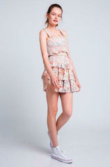 Faye Boho Print Two-Piece Smocked Mini Dress