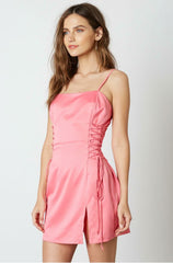 Sultry Mood Pink Satin Mini Dress