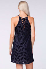 Demi Navy Burnout Velvet Shift Dress