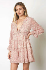 Blossom Vibes Brick Red Floral Mini Dress