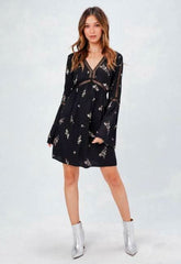 Getting To Know You Black and Tan Floral Shift Dress