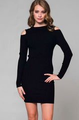 Chelsea Black Bodycon Cold Shoulder Dress