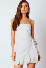 Laura Black and White Striped Ruffle Wrap Mini Dress