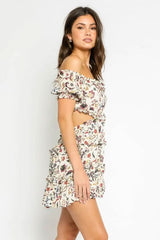 Maya Ivory Floral Off-the-Shoulder Mini Dress