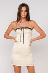 Harper Ivory Ribbon Trim Strapless Mini Dress