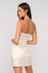 Harper Ivory Ribbon Trim Strapless Mini Dress