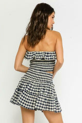 Take Me With You Navy Gingham Two-Piece Dress