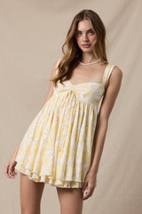Layla Yellow Floral Babydoll Mini Dress