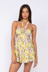Sundown Pink Lemon Print Sundress