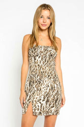 Marina Wild Leopard Ruched Mini Dress