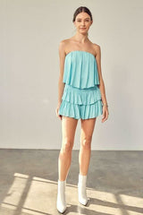 Monaco Milky Blue Strapless Romper