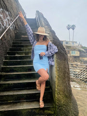 On My Mind Light Blue Strapless Mini Dress