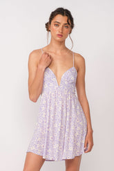 Lucia Purple Floral Corset Cami Dress