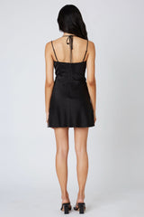 Sandra Black Satin Corset Mini Dress