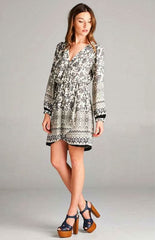 All Out Taupe Floral Wrap Mini Dress