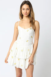 Lula White and Yellow Floral Mini Dress