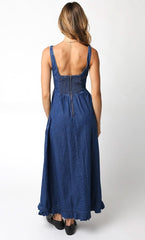 Eleni Denim Corset Maxi Dress