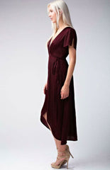 Come Together Burgundy Midi Wrap Dress