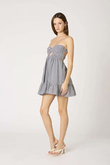 Argie Black Gingham Strapless Romper