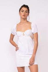 Delilah White Puff Sleeve Bustier Dress