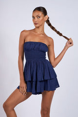 Michelle Navy Strapless Romper Dress