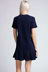Cape May Navy Flounce Tee Dress
