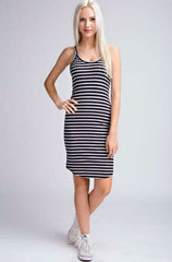 Monaco Navy and White Striped Tank Dress