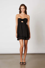 Nova Black Satin Strapless Romper