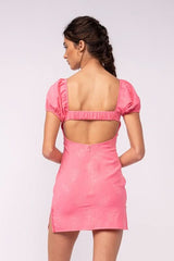 Delilah Pink Puff Sleeve Bustier Dress