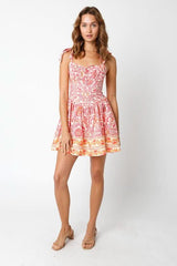 Chateau Orange Floral Bustier Dress