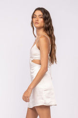 Sweet Talker Cream Satin Cutout Mini Dress