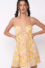 Drew Peach Floral Babydoll Cami Mini Dress