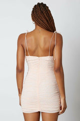 Angie Peach Speck Print Ruched Bodycon Dress