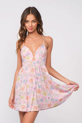 Lucia Pink Daisy Print Corset Cami Dress