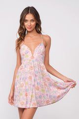 Lucia Pink Daisy Print Corset Cami Dress