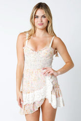 Riley Pink Floral Eyelet Bustier Mini Dress