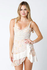 Riley Pink Floral Eyelet Bustier Mini Dress