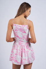 Dolly White and Pink Flower Mini Dress
