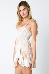Riley Pink Floral Eyelet Bustier Mini Dress