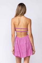 Rachel Pink Floral Print Strapless Mini Dress
