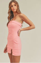 On My Mind Pink Strapless Mini Dress
