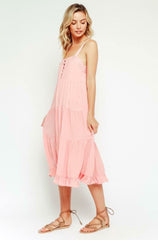 Melina Pink Tiered Midi Tank Dress