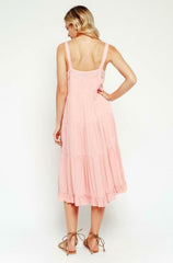 Melina Pink Tiered Midi Tank Dress