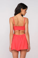 Molly Red Cutout Romper Dress