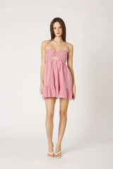 Argie Red Gingham Strapless Romper