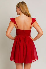 Taylor Red Ruffle Strap Dress
