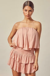 Monaco Powder Rose Strapless Romper
